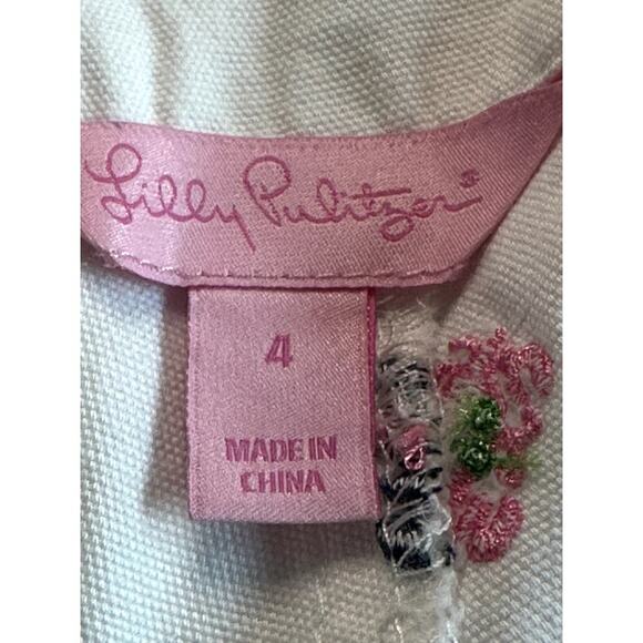 Lilly Pulitzer White Crab & Lobster 100% Cotton Capri Pants Size 4 - Picture 4 of 8